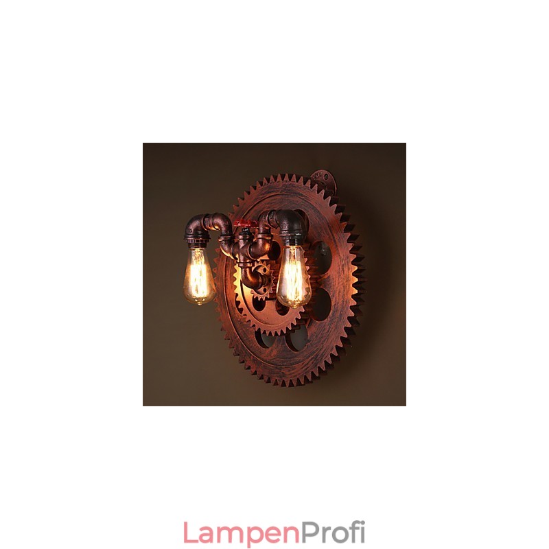 2 Köpfe Vintage Industrielle Wandleuchten Holz Zahnradform Lichter Restaurant Cafe Bar Dekoration Wandleuchten