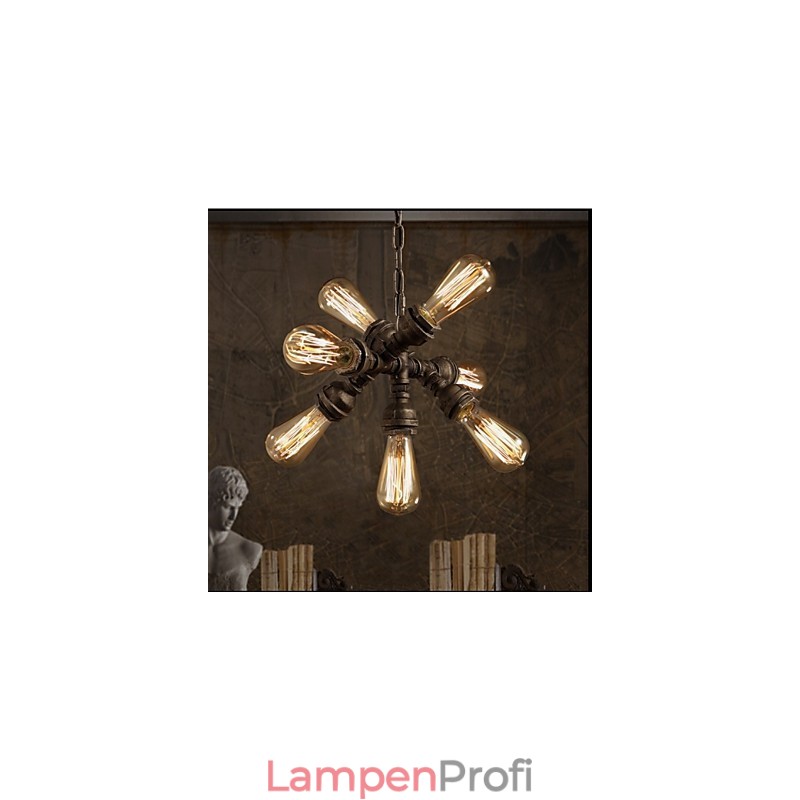 Amerikanischer industrieller Wasserrohr-Retro-Stil Wind 7-flammiger Pendelleuchter