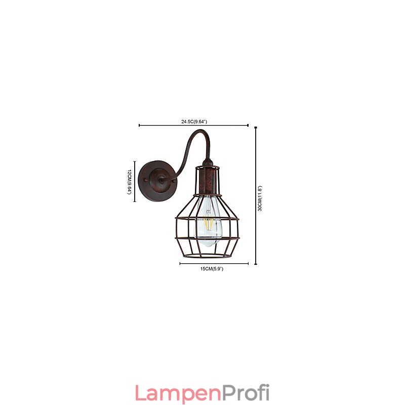Wandleuchte Wandleuchter Wand Rostfarben Retro Wandlampe