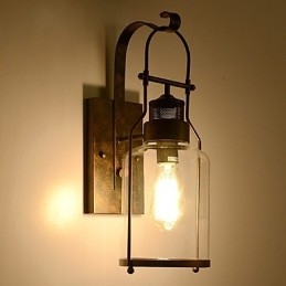 Retro Industrielle Loft Laterne 1 Licht Wandleuchte mit klarem Glas