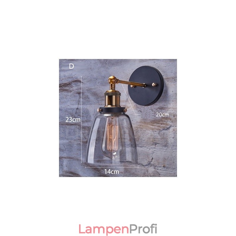 1-flammige rustikale Lodge-Wandleuchte für Schlafzimmer mit Glasschirm