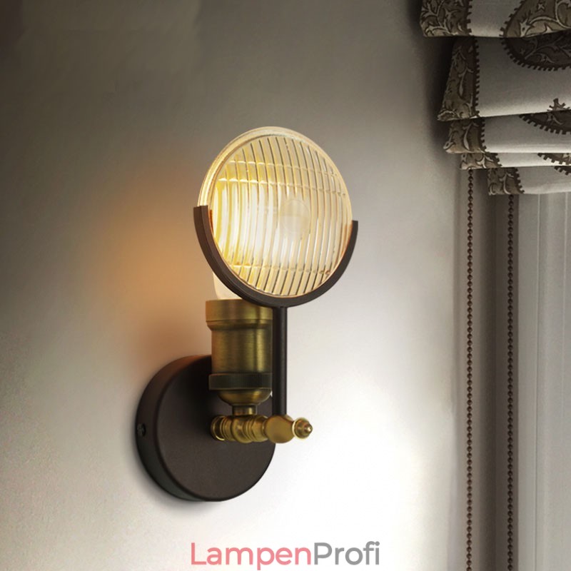 1-flammige rustikale Retro-Vintage-Wandleuchte mit Glasschirm, speziell für Hotel, Büro, Ausstellungsraum, Wohnzimmer, Esszimmer