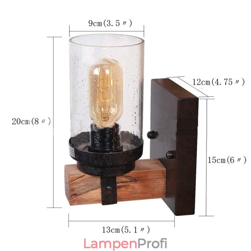 1 Licht Vintage Holz Industriestil Wandleuchte für Wind Bar Loft Kaffee Restaurant
