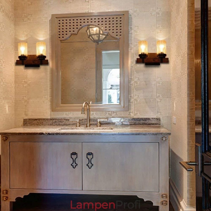 2-flammige Wandleuchte im Vintage-Stil aus Holz im Industriestil für Wind Bar Loft Kaffee Restaurant