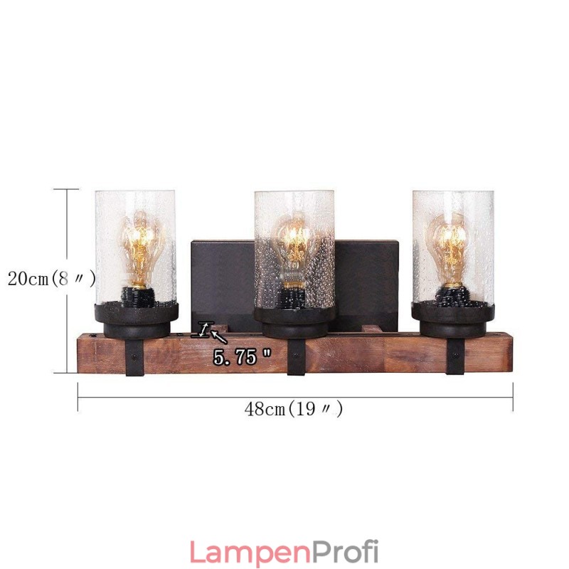 3-flammige Wandleuchte im Vintage-Stil aus Holz im Industriestil für Wind Bar Loft Coffee Restaurant