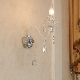1 Licht passende Kristallkerze Retro Glas Wandleuchte