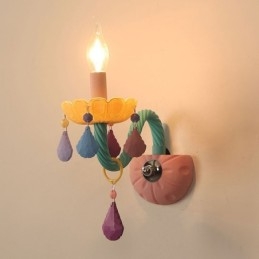 Macaron 1 Licht Multi Kristall Kerze Retro Glas Wandleuchte für Kinderzimmer Kinder Schlafzimmer