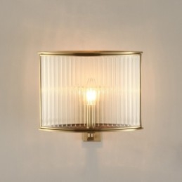 Wandleuchte im Retro-Stil, 1 Licht, aus reinem Messing, luxuriös, rustikal, mit Glasschirm