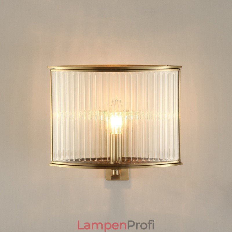 Wandleuchte im Retro-Stil, 1 Licht, aus reinem Messing, luxuriös, rustikal, mit Glasschirm