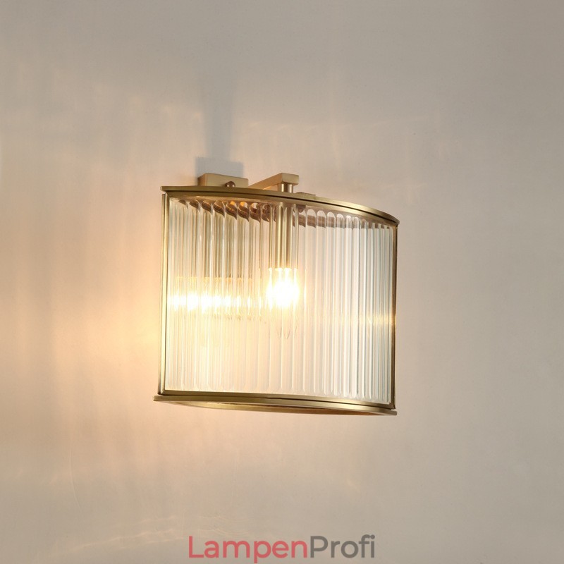 Wandleuchte im Retro-Stil, 1 Licht, aus reinem Messing, luxuriös, rustikal, mit Glasschirm