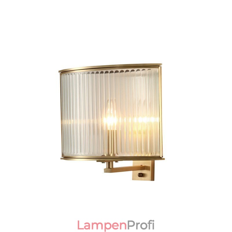 Wandleuchte im Retro-Stil, 1 Licht, aus reinem Messing, luxuriös, rustikal, mit Glasschirm