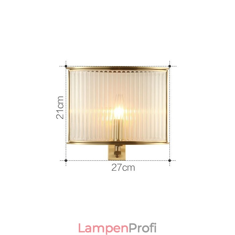 Wandleuchte im Retro-Stil, 1 Licht, aus reinem Messing, luxuriös, rustikal, mit Glasschirm