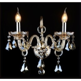 2 Licht passende Cognac Farbe K9 Kristall Kerze Retro Glas Wandleuchte