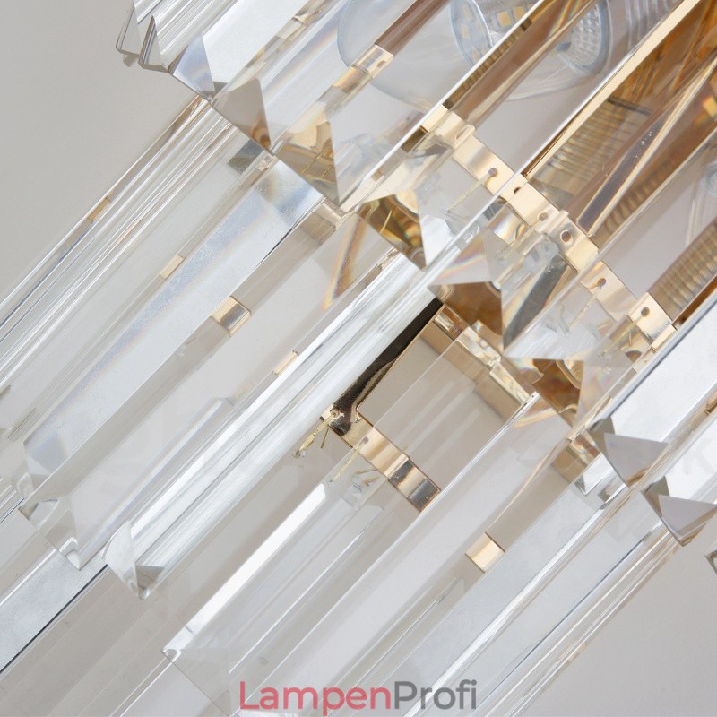 Goldfarbene, passende postmoderne Luxus-Wandleuchte aus K9-Kristall mit Kristallschirm