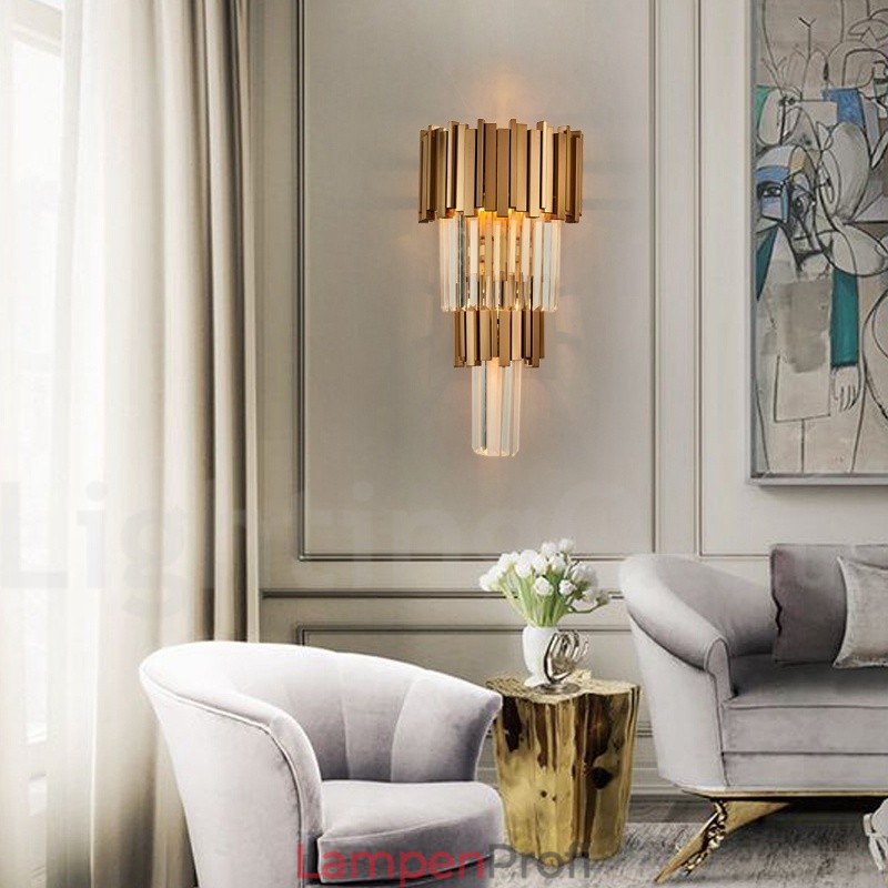 Moderne Luxus-Wandleuchte aus K9-Kristall mit Kristallschirm