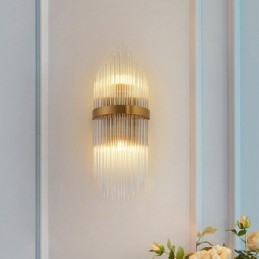 Moderne Luxus-Wandleuchte aus K9-Kristall mit Kristallschirm