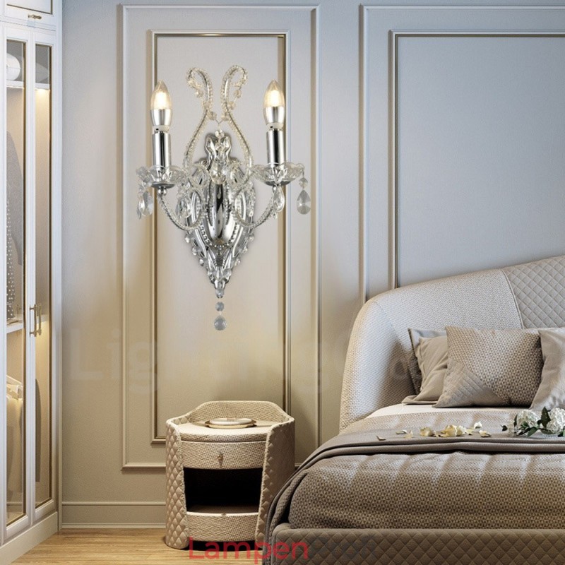 Wandleuchte mit 2 Lichtern, Gold/Schwarz, im amerikanischen Stil, Kristall, für Wohnzimmer, Esszimmer, Bekleidungsgeschäft, Café, Hotel