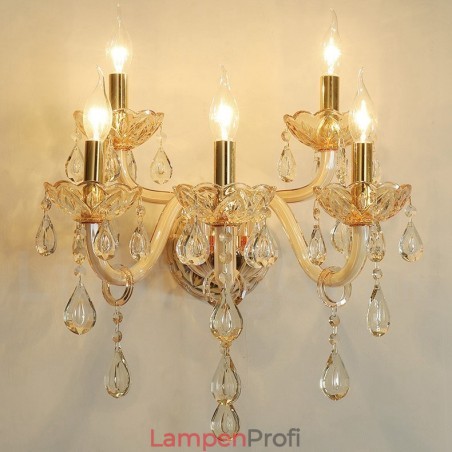 5-flammige goldene K9-Kristallkerzen-Wandleuchte im Retro-Stil aus Glas 5-flammige goldene K9-Kristallkerzen-Wandleuchte im Retro-Stil aus Glas