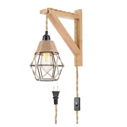 Hanfseil Eisen Kunst Wandleuchte American Pastoral Retro Wandleuchte mit Stecker