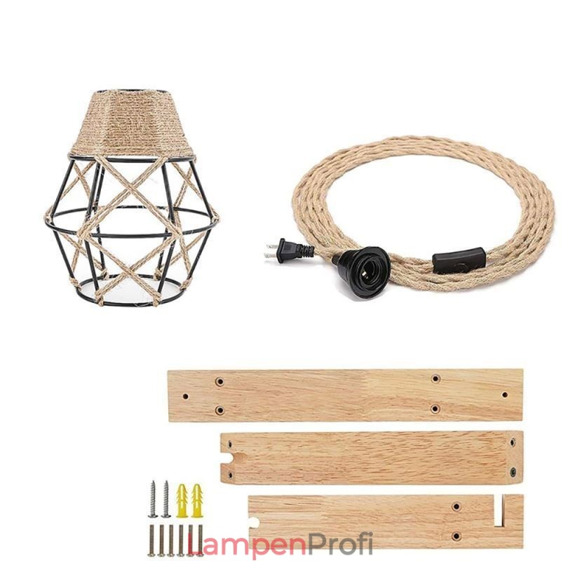 Hanfseil Eisen Kunst Wandleuchte American Pastoral Retro Wandleuchte mit Stecker