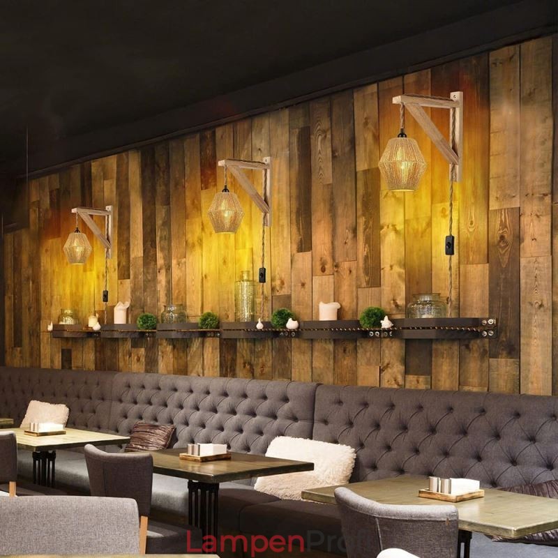 Papierseil-Wandleuchte American Pastoral Retro Wandleuchte mit Stecker