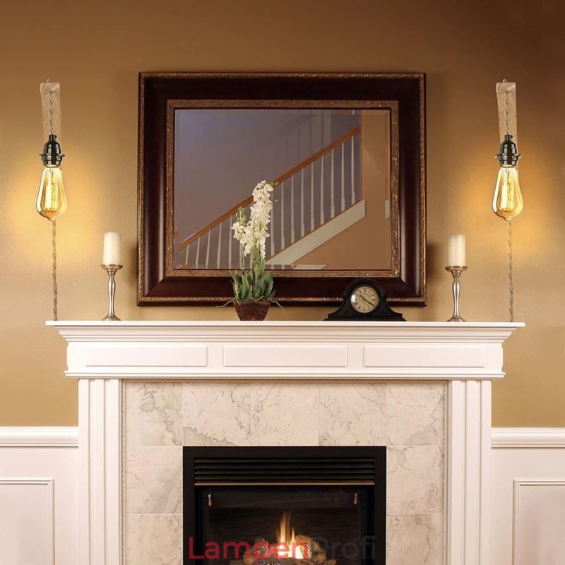 Massivholz Wandleuchte American Pastoral Retro Hanfseil Wandleuchte mit Stecker