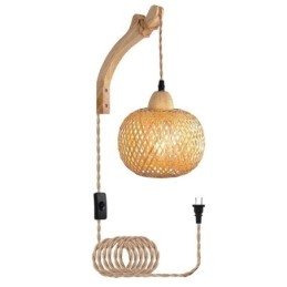 Bambus Wandleuchte American Pastoral Retro Hanfseil Wandleuchte mit Stecker