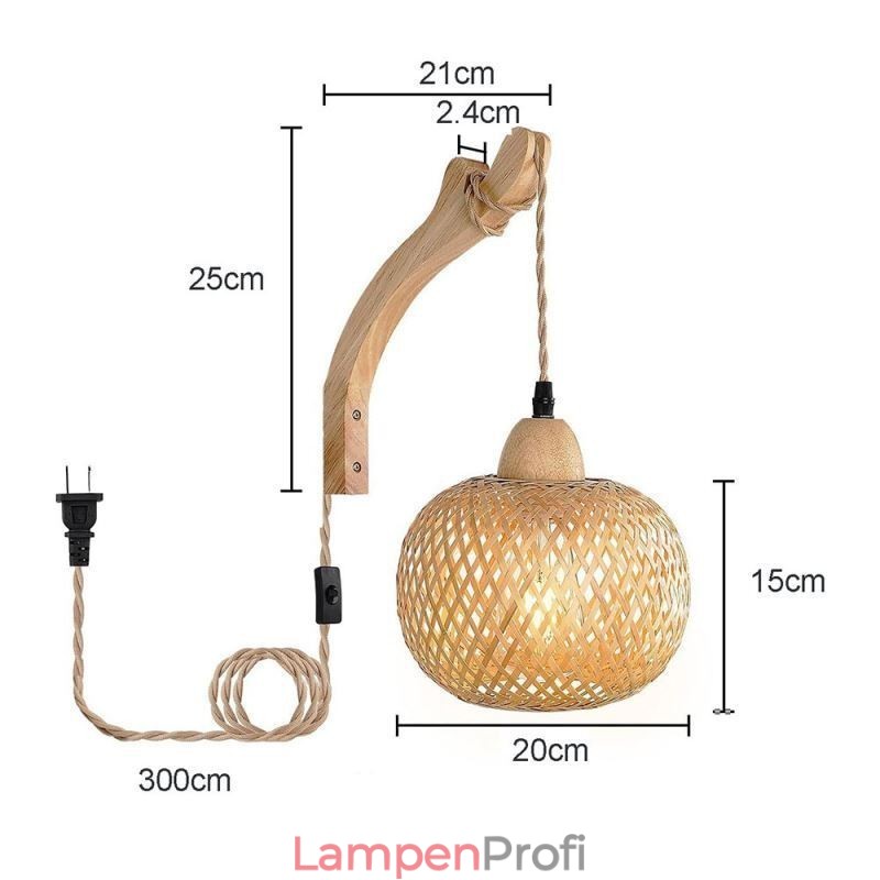 Bambus Wandleuchte American Pastoral Retro Hanfseil Wandleuchte mit Stecker