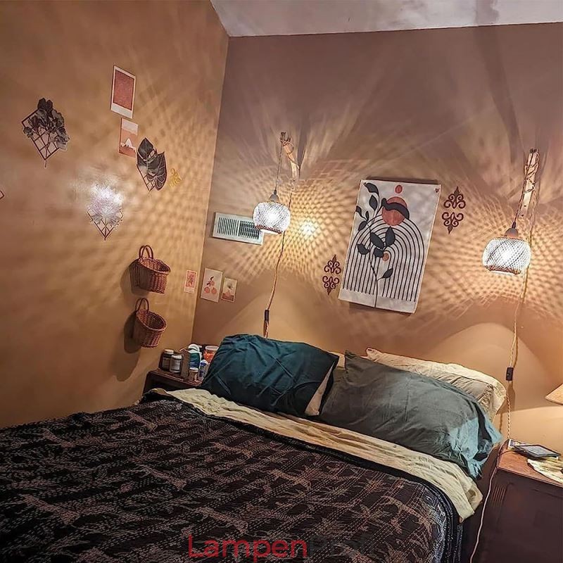 Bambus Wandleuchte American Pastoral Retro Hanfseil Wandleuchte mit Stecker