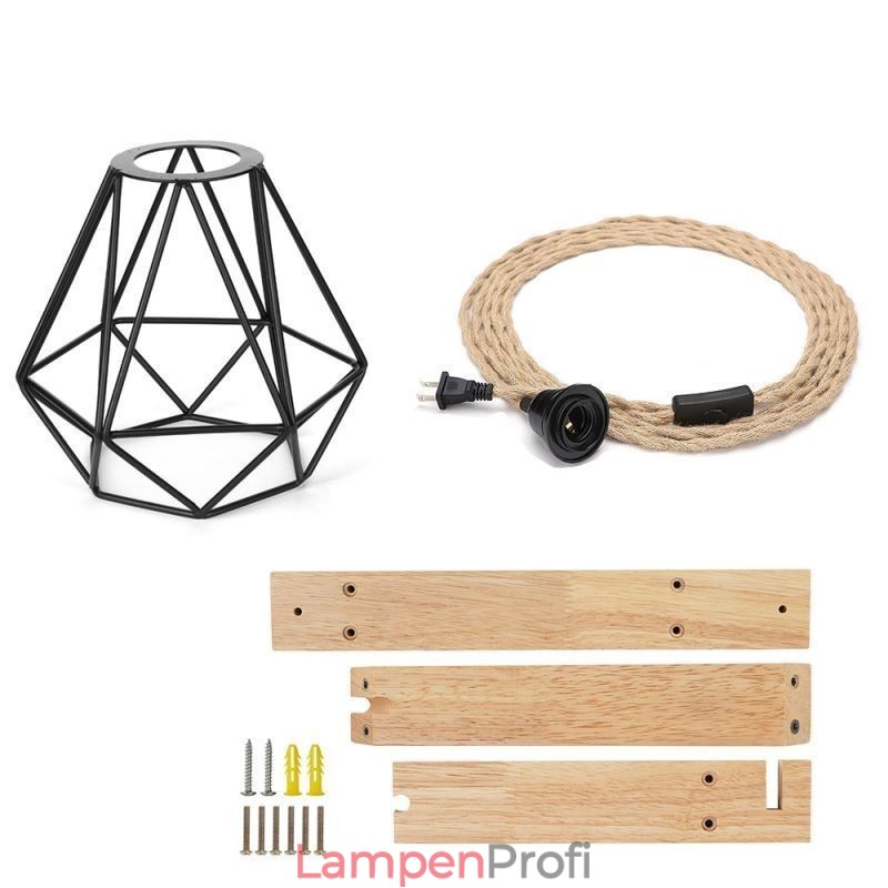 Amerikanischen Retro Wand Leuchte 2,5 M Hanf Seil Hängen Draht Schwarz Eisen Lackiert Lampenschirm