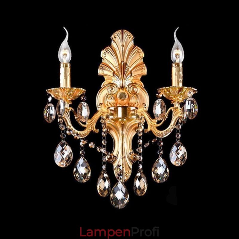 Europäische Wandleuchte Golden Petal Wandleuchte Exquisite Kristalltropfen Licht Nachttischbeleuchtung