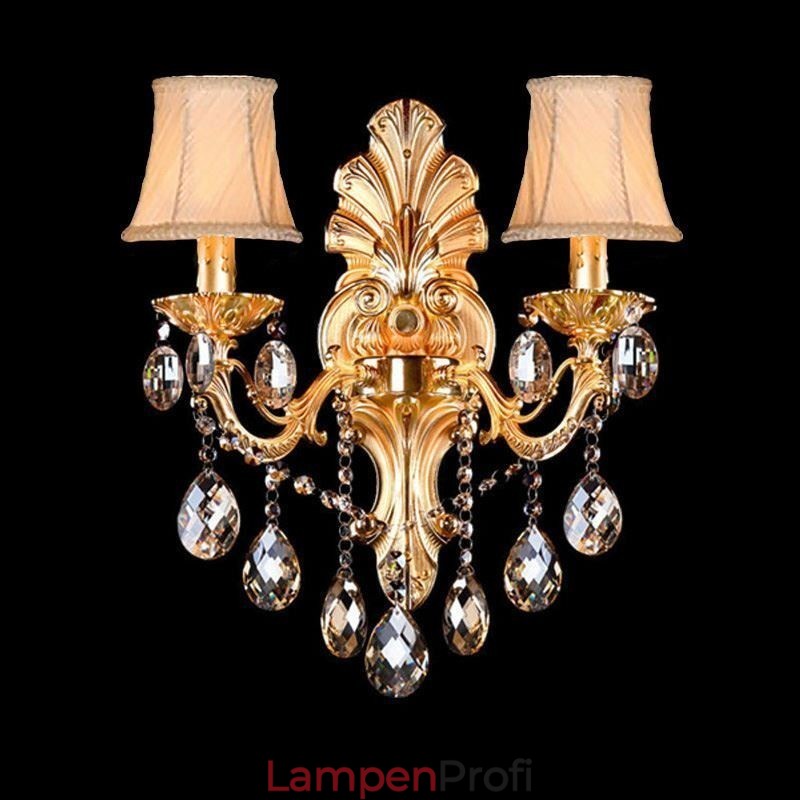 Europäische Wandleuchte Golden Petal Wandleuchte Exquisite Kristalltropfen Licht Nachttischbeleuchtung