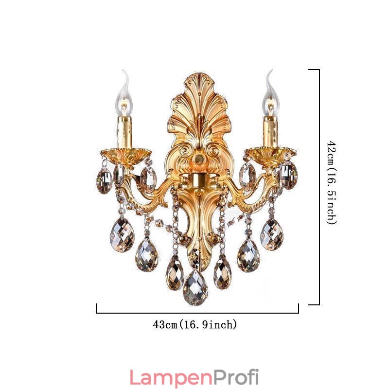 Europäische Wandleuchte Golden Petal Wandleuchte Exquisite Kristalltropfen Licht Nachttischbeleuchtung