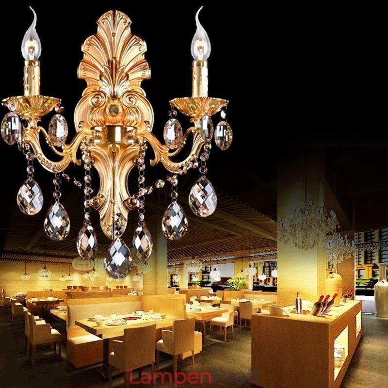 Europäische Wandleuchte Golden Petal Wandleuchte Exquisite Kristalltropfen Licht Nachttischbeleuchtung