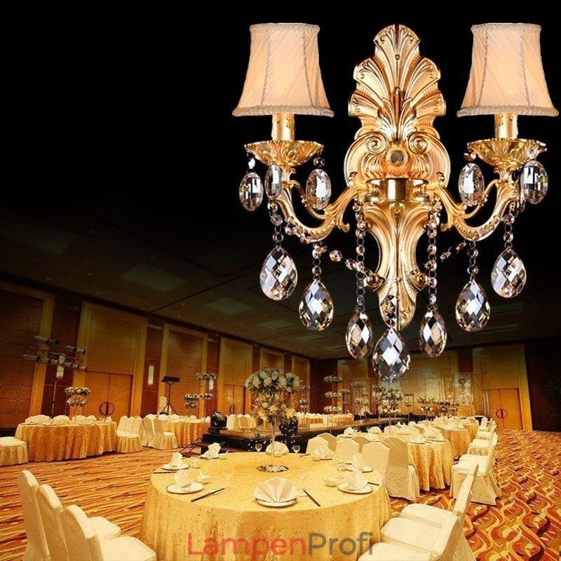 Europäische Wandleuchte Golden Petal Wandleuchte Exquisite Kristalltropfen Licht Nachttischbeleuchtung