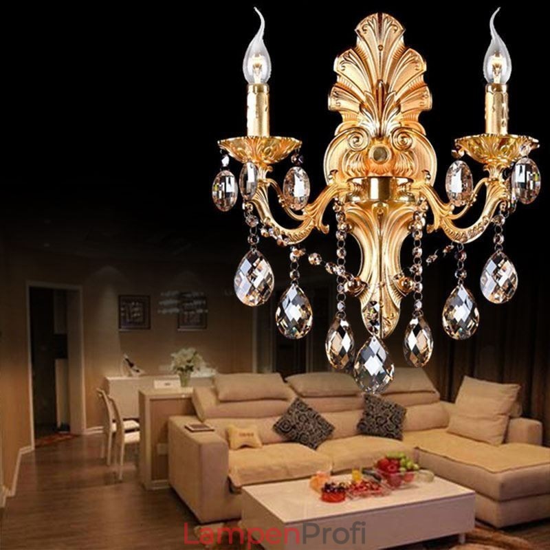 Europäische Wandleuchte Golden Petal Wandleuchte Exquisite Kristalltropfen Licht Nachttischbeleuchtung
