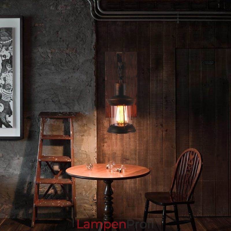 Amerikanischen Vintage Wand Licht Industrie LOFT Wand Leuchte Massivholz Glas Lampe Licht