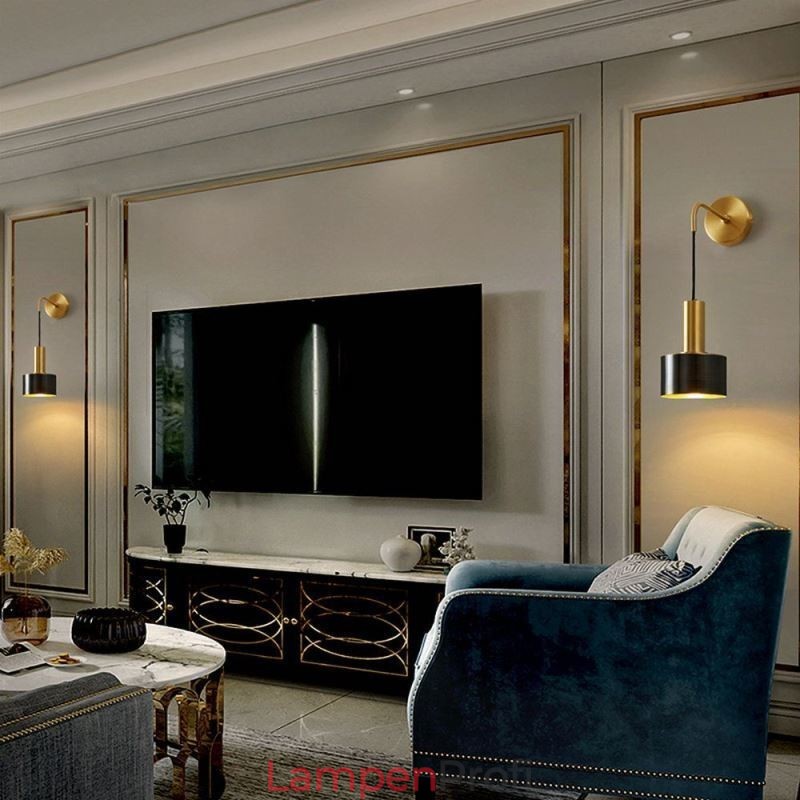 Moderne Wandleuchte Schwarz Gold Kontrastfarbe Wandleuchte