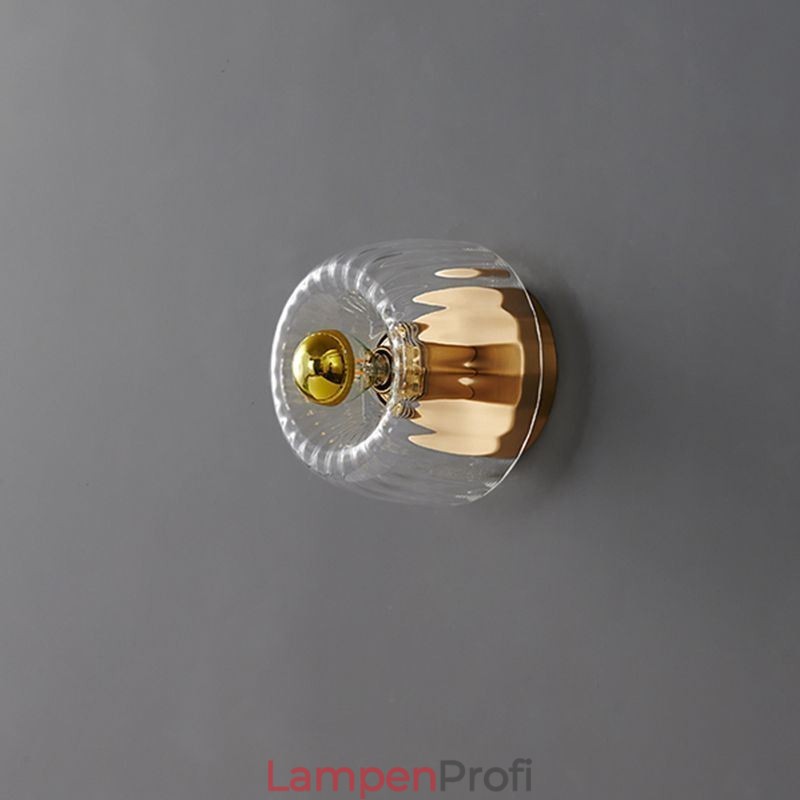Moderne Wandbeleuchtung mit klarem Glasschirm, gebürstete Wandleuchte