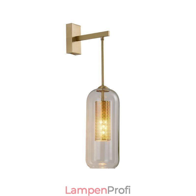 Nordische Messing-Wandlampe mit Innenaussparung aus Zylinderglas