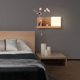 Nordische Holz Wandlampe Glas Lampenschirm Wandleuchte