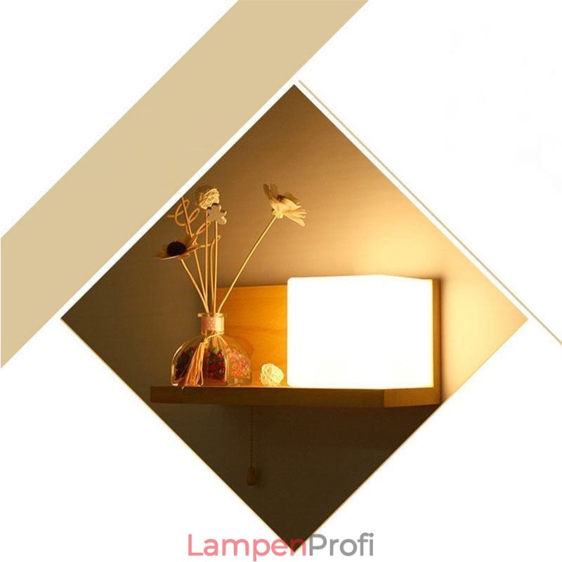 Nordische Holz Wandlampe Glas Lampenschirm Wandleuchte
