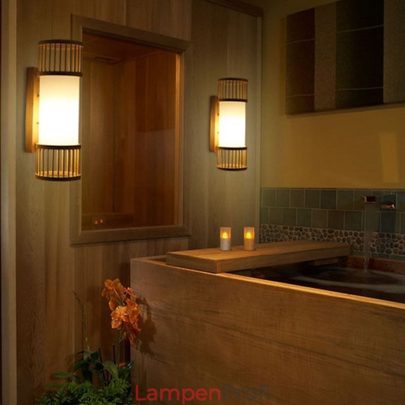 Vertikale Bambus Wandleuchte Kreative Runde Wandleuchte Nachttisch Treppenbeleuchtung