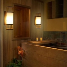 Vertikale Bambus Wandleuchte Kreative Runde Wandleuchte Nachttisch Treppenbeleuchtung