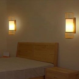 Vertikale Bambus Wandleuchte Kreative Runde Wandleuchte Nachttisch Treppenbeleuchtung