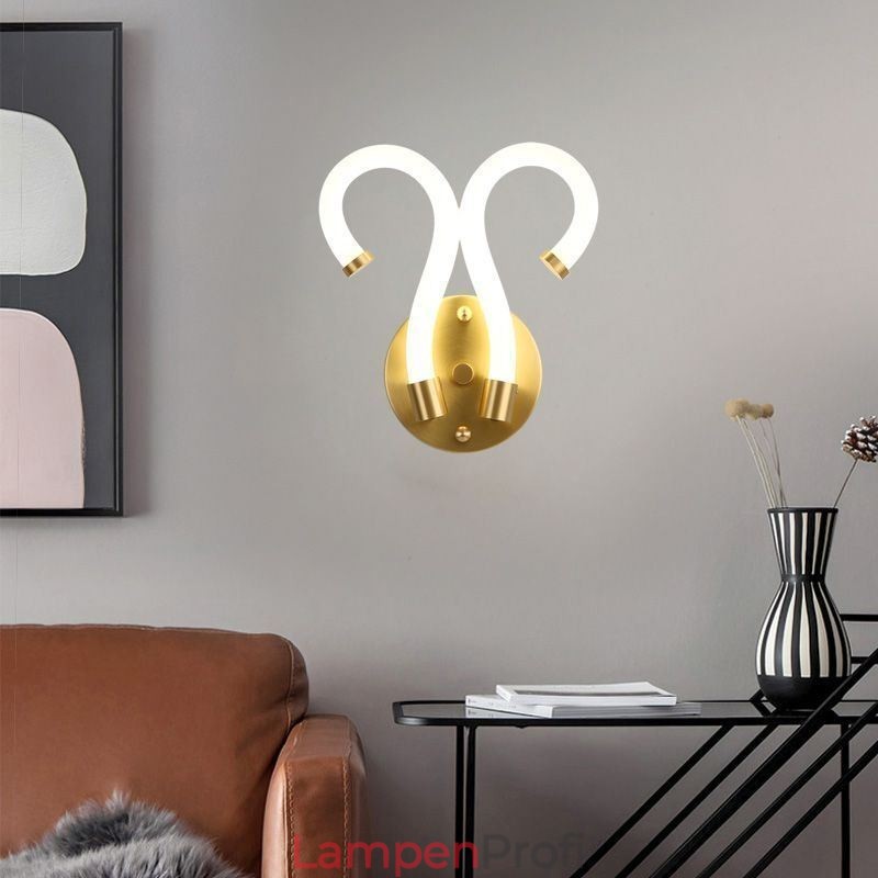 Moderne Wandleuchte Kreativität Wandleuchte Kupfer Schaf Horn 2 Lichter