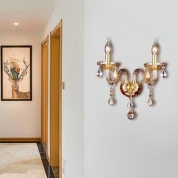 Europäische Kristall Wandleuchte Elegante Zwei Licht Wand Licht Treppen