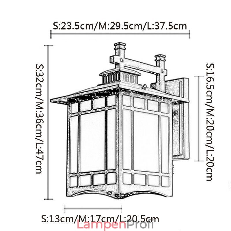 Außenleuchte im chinesischen Stil, wasserdicht, Pavillonform, Wandleuchte für Garten und Balkon