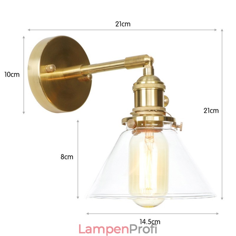 Moderne Wandleuchte mit Glasschirm