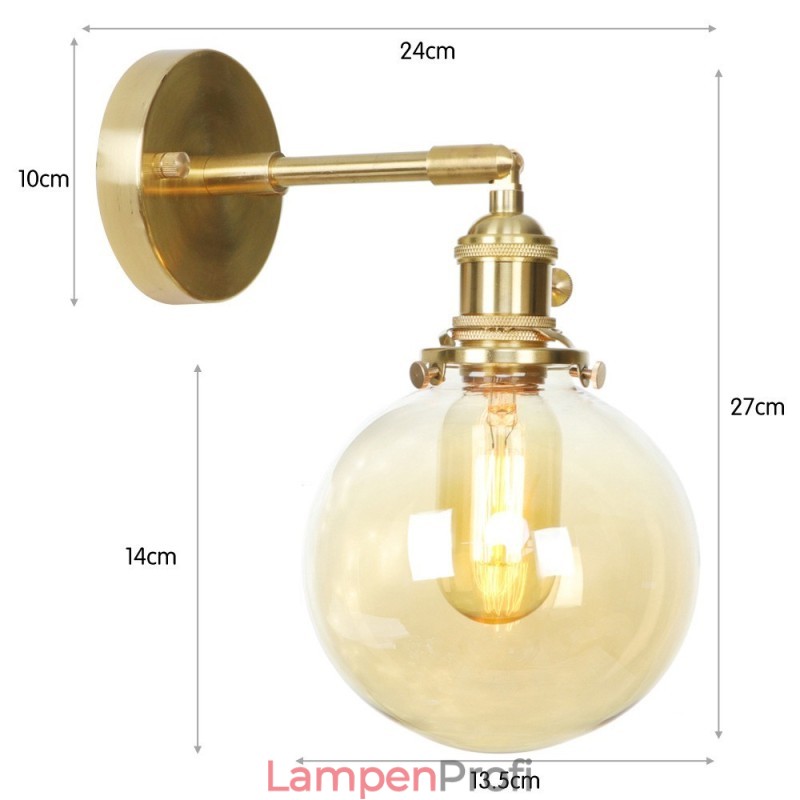 Moderne Bean-Wandleuchte mit Kugelglasschirm